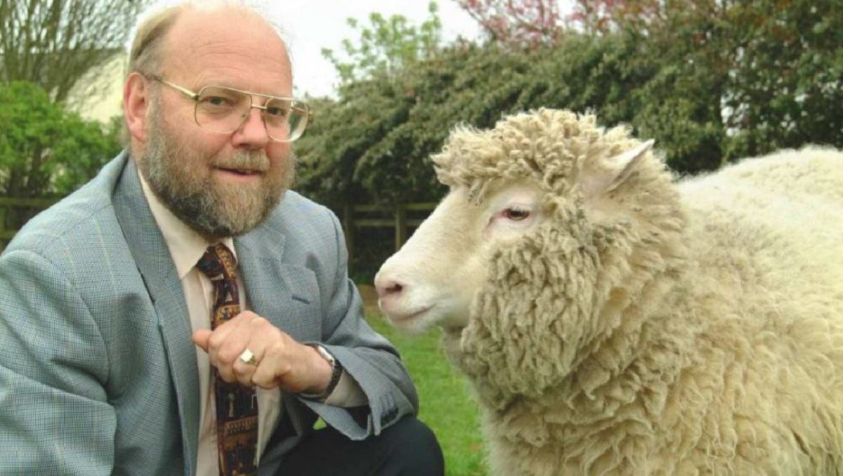 Ian Wilmut y la oveja Dolly, su creación. 