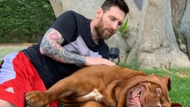 Lionel Messi reveló que fue de Hulk, su perro "gigante". Foto: Gentileza. 