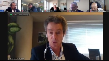 El fiscal Jefe Martín Lozada en la audiencia de reformulación de cargos que se llevó a cabo vía Zoom. 