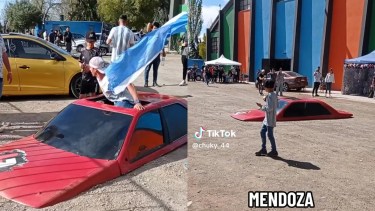 Un vehículo fuera de lo común y que llamó la atención de todos.