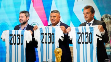 Argentina será sede de los partidos inaugurales del Mundial 2030. (AP Foto/Natacha Pisarenko)
