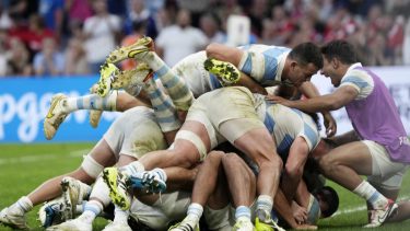 Los Pumas clasificaron por tercera vez a las semifinales del Mundial de Rugby. (AP Photo/Lewis Joly)