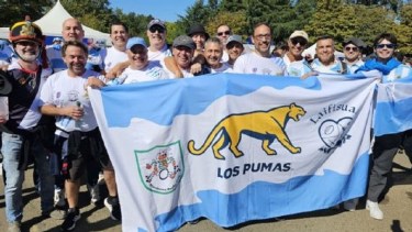 El grupo de amigos de Cipolletti se reencontró para vivir el mundial en Francia. Foto: Espn.