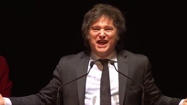 El candidato presidencial libertario cerró su campaña con un acto en el Movistar Arena. Foto: Captura. 