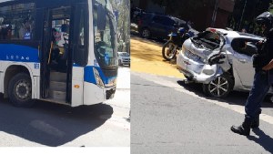 Violento choque entre un colectivo y un auto en el centro de Neuquén: «El chofer venia descompuesto»