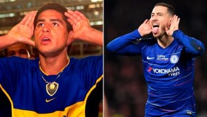 Hazard y su admiración por Román Riquelme: el día en que festejó con el «Topo Gigio»