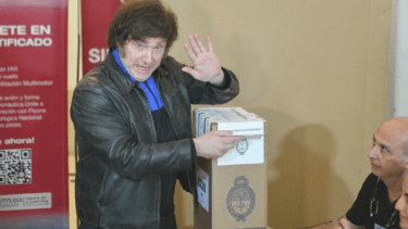 Javier Milei cuando emitió su voto. (Archivo)