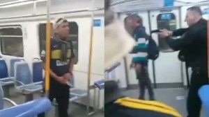 VIDEO | Un hincha de Boca fue detenido por amenazar a un policía con un cuchillo en el tren Roca