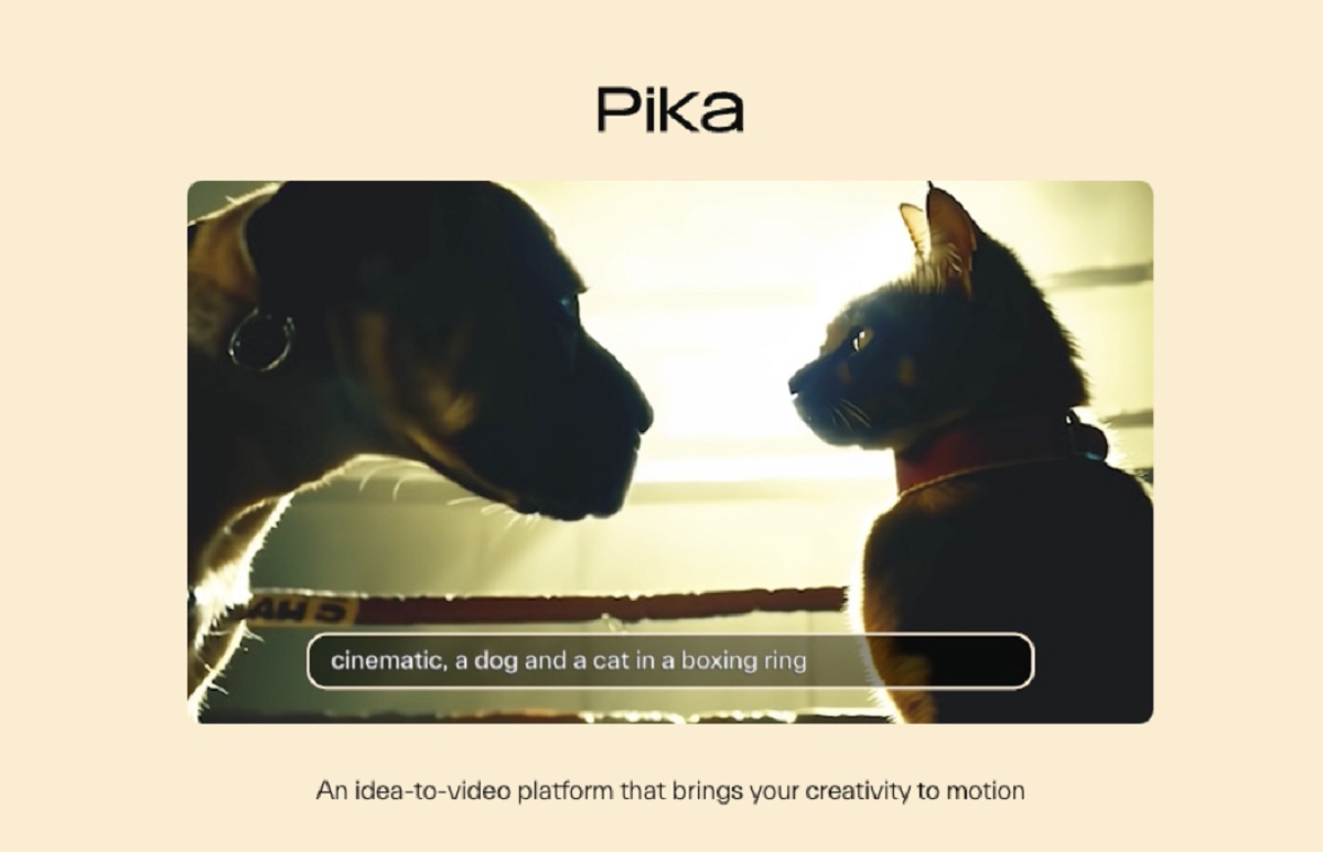 Video generado a partir de la frase "perro y gato luchando en el ring" Fuente: Pika Art.