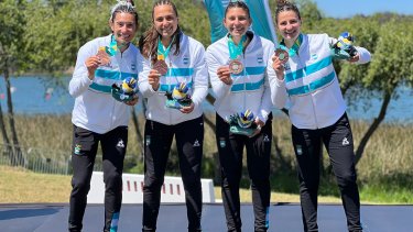 Ameghino logró la medalla de bronce en K4 500 junto a Candelaria Sequeira, Lucia Dalto Aziz y Martina Isequilla.