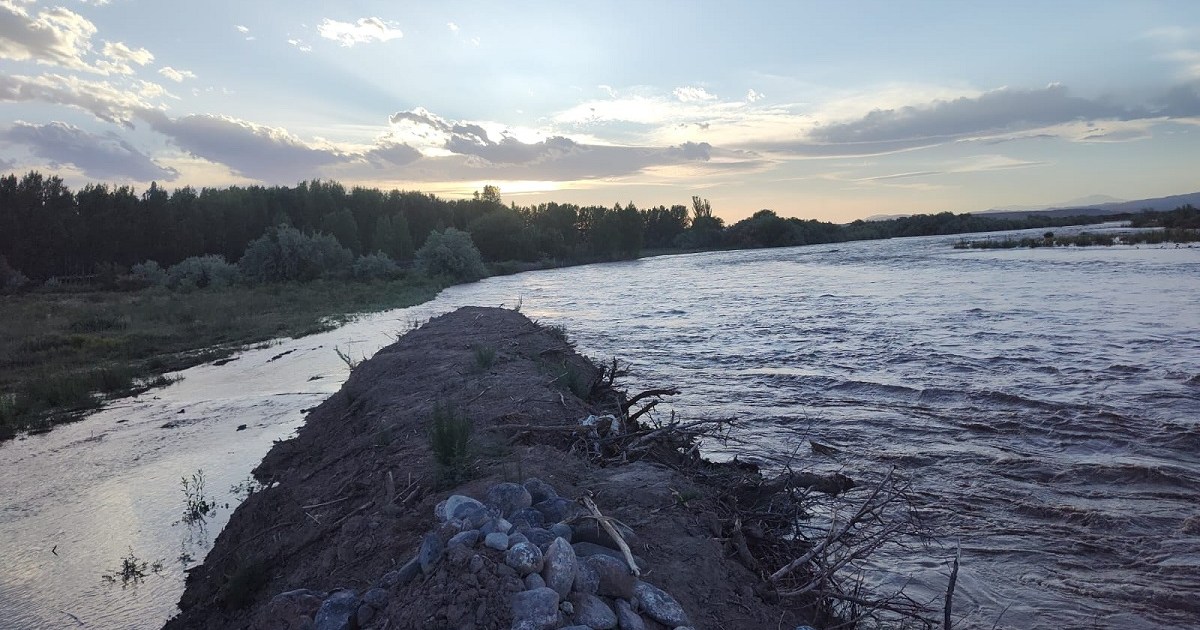 Por la crecida del río Colorado varios sectores de Rincón de Los Sauces quedaron bajo el agua thumbnail