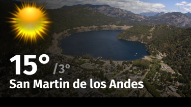 Clima de hoy, miércoles 29 de noviembre de 2023, para la ciudad de San Martin de los Andes