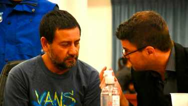 Fenández junto a Maitini, de la defensa pública. El imputado "no reconoce el hecho". (Matías Subat)