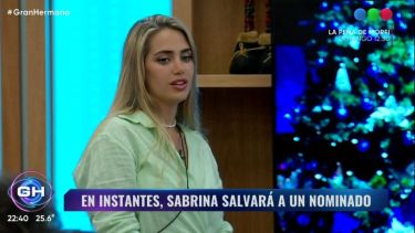 Sabrina definió la primera placa de nominados en Gran Hermano. Foto: Captura Telefe. 
