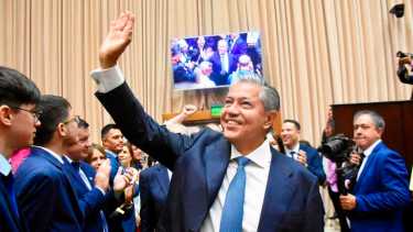 El mandatario agradeció a sus “incondicionales” por haber creído que algún día tendrían la oportunidad de gobernar. Foto: Matías Subat.