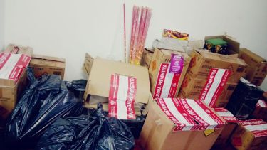 La pirotecnia se secuestró  en una casa que funcionaba como centro de distribución. Foto: Gentileza