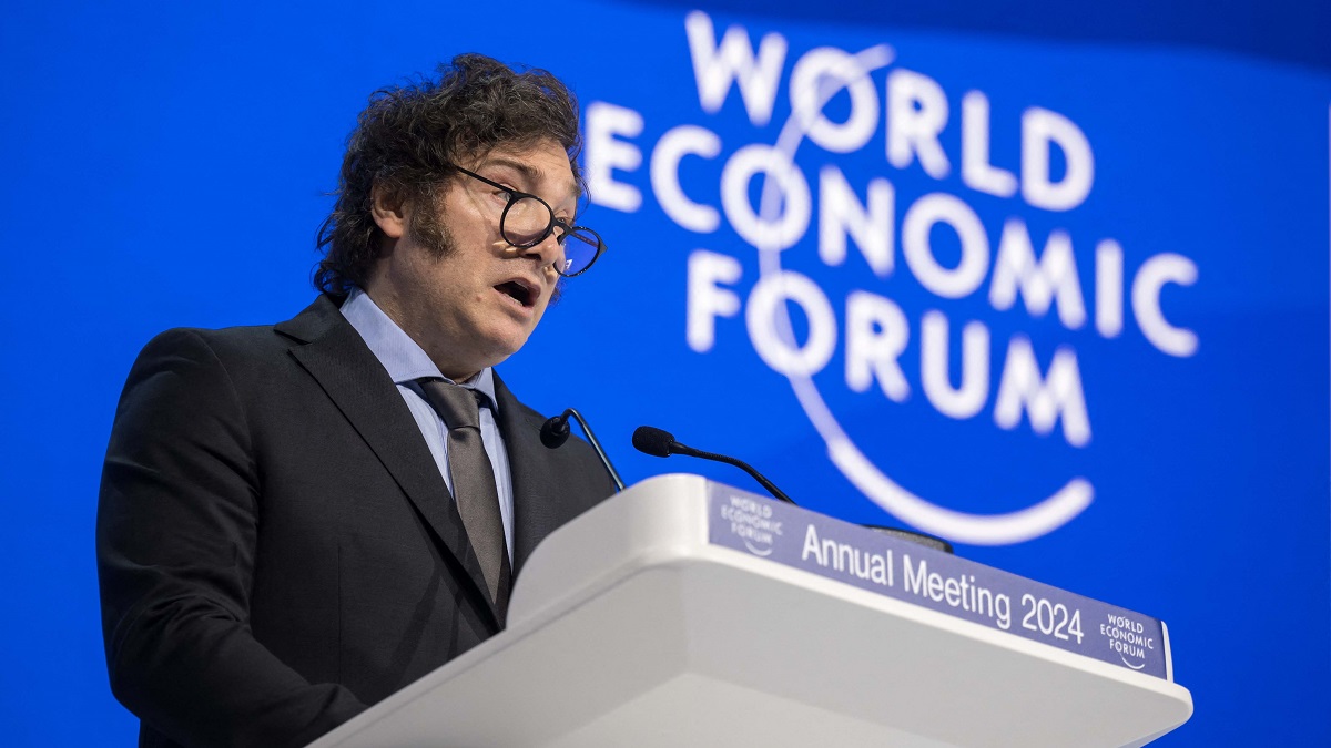 En Davos, Javier Milei expuso en el Foro Económico Mundial. Foto Télam.
