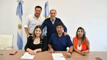 Otros tiempos. Omar Gutiérrez y Marcelo Rucci, marzo de 2023, aún Rolando Figueroa no había sido elegido gobernador. (Municipalidad de Rincón de los Sauces)