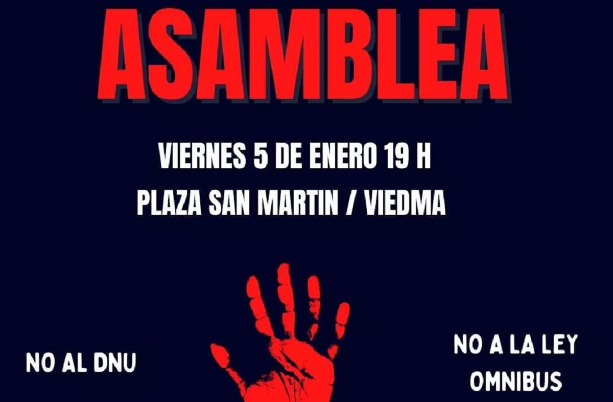 La segunda asamblea está programada para este viernes en la plaza San Martín de Viedma.