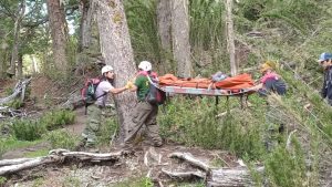 Video: 14 rescatistas evacuaron a una mujer herida en un cerro de Bariloche