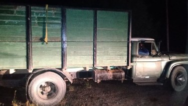 El camión fue retenido en El Cuy. Foto: Gentileza.