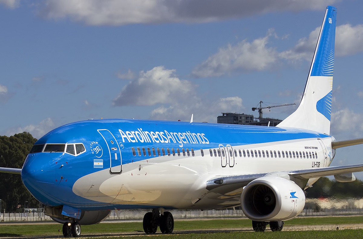 El Boeing 737que fue retirado de circulación por Aerolíneas Argentinas. Foto: Andrés Aliotta.