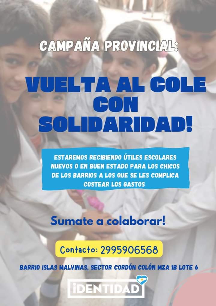 Una organización de Neuquén impulsa una campaña solidaria para que niños y niñas puedan tener útiles para volver a la escuela. 