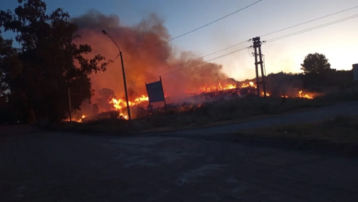Incendio en uno de los accesos de Monte Hermoso. (Gentileza lanueva.com)
