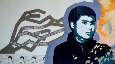 El mural en homenaje al estudiante universitario de la facultad de Economía, oriundo de Picún Leufú. Foto Cecilia Maletti.