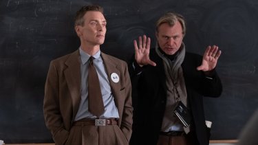 Cillian Murphy y Christopher Nolan durante la filmación de "Oppenheimer".