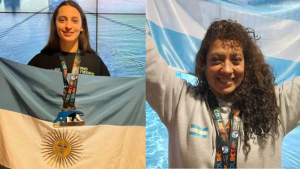 Ailén Lascano Micaz y Roxana Pescader,  campeonas mundiales de natación, en Estonia