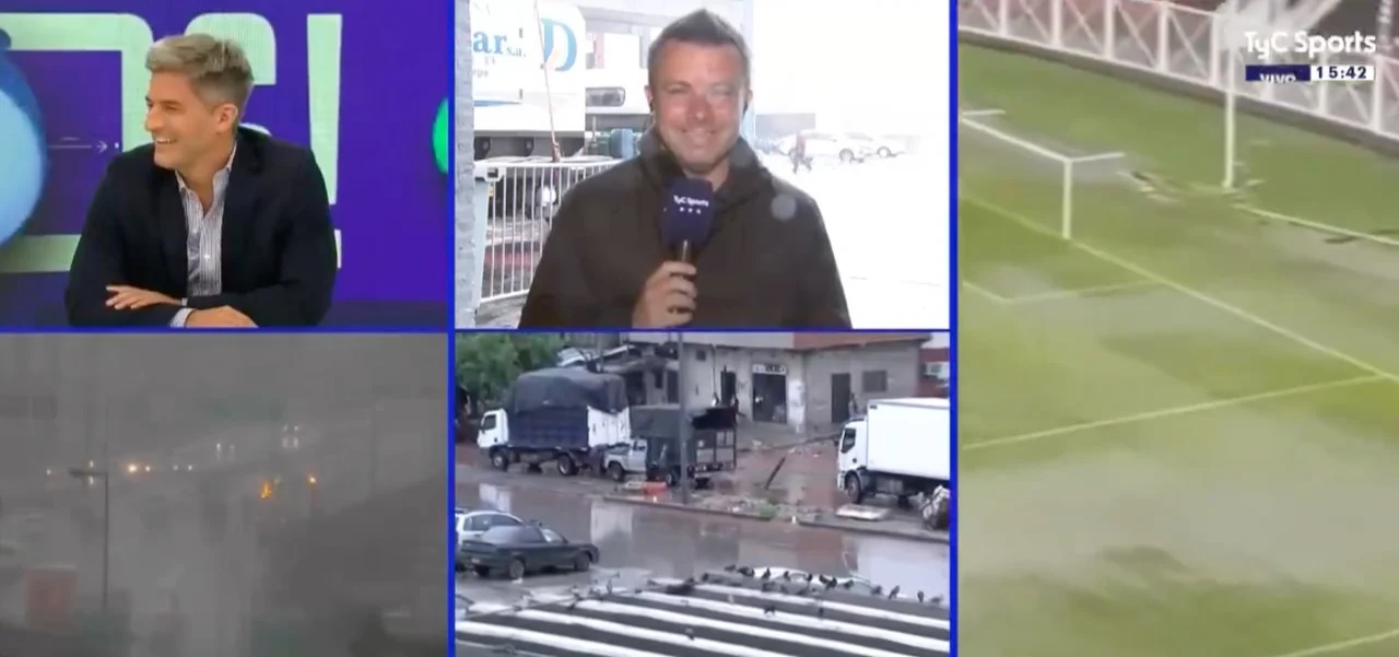 El error en vivo de un periodista en pleno temporal que se hizo viral ...