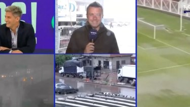El periodista de TyC Sports tuvo un error en la letra de una palabra que fue fatal y desató chicanas y risas de sus colegas. Foto captura.

