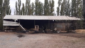 Incendio en un aserradero cercano a la base de Pehuenche, en Centenario: el fuego está controlado