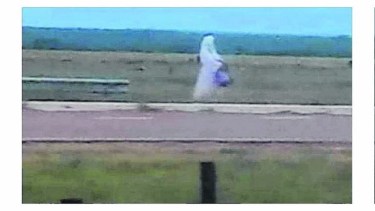 "Voy aminorando la marcha y distingo a una señora que portaba una especie paraguas y estaba vestida de blanco como una dama antigua".