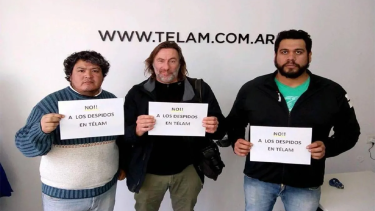 De izquierda a derecha los trabajadores de prensa Merlo, Ochoa y Díaz.