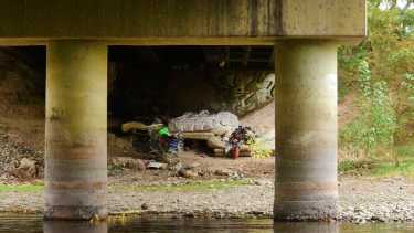 Personas en situación de calle en Neuquén. Foto: Cecilia Maletti. 