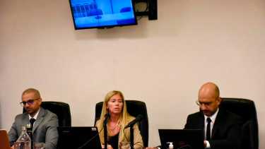 Hermosilla, Pelosso y Encina Rivero, el tribunal que realiza el juicio oral. (Matías Subat)