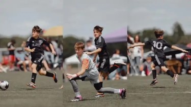 Thiago Messi convirtió un golazo jugando en las formativas de Inter Miami Sub-13.
