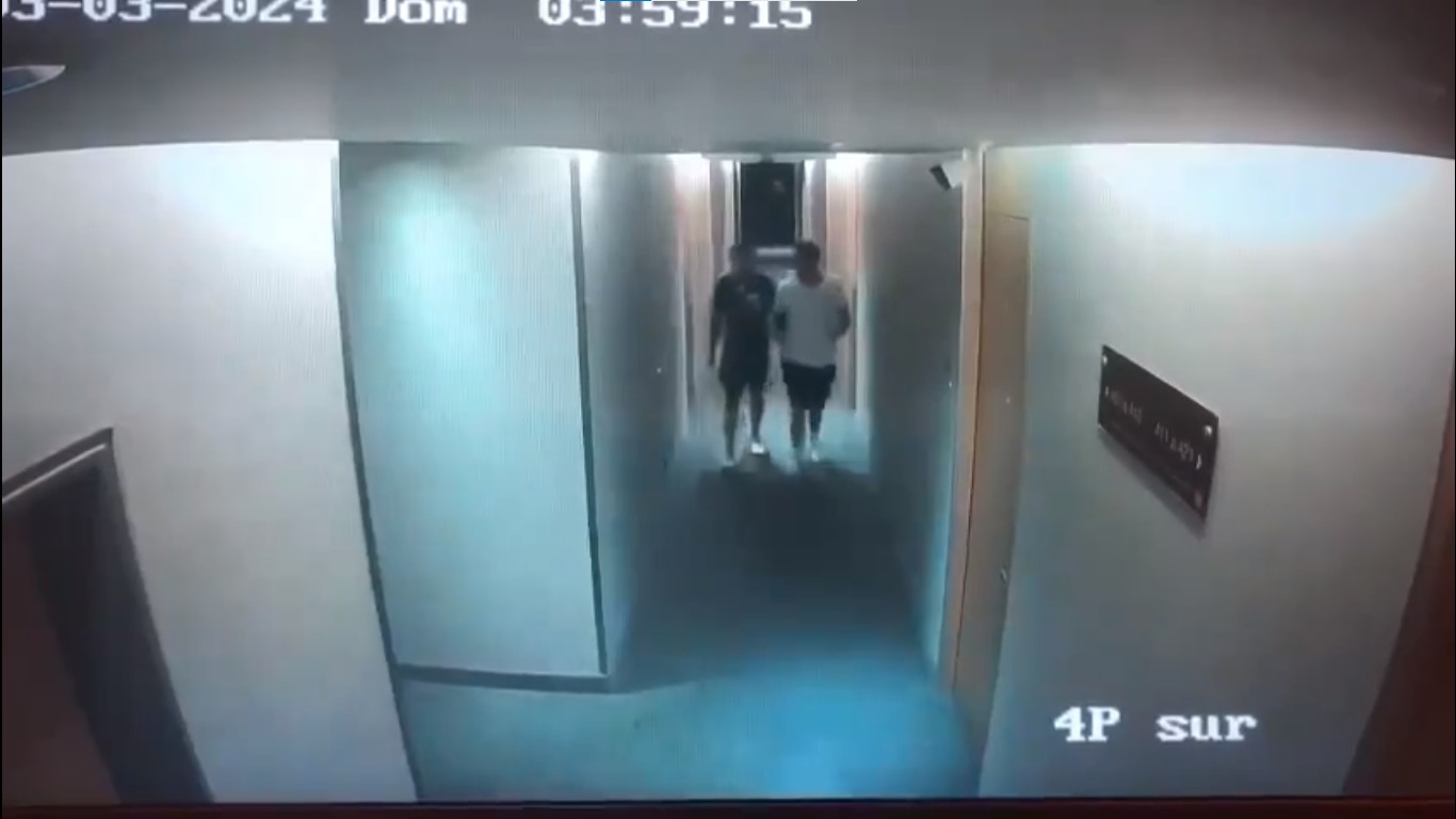 En las cámaras del Hotel Hiltol se puede observar a Cufré y Florentín el día del presunto abuso sexual.