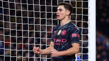 Julián Álvarez marcó uno de los tantos en la goleada del Manchester City.