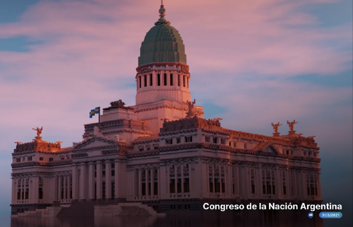 Congreso de la Nación Argentina recreado en Minecraft. Fuente: Build the World