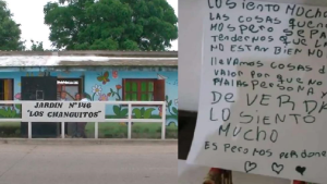 Robaron un jardín en Santiago del Estero y dejaron una nota: “Sepan entender, las cosas no están bien”