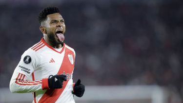 Miguel Borja facturó por partida doble, metió a River en los octavos de la Libertadores y también lo clasificó al Mundial de Clubes. (FBAires)