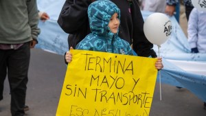 «Termina mayo y sin transporte»: Un niño y su cartel protagonizaron el reclamo escolar en el desfile de Allen