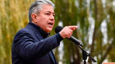 Figueroa participó el sábado del acto por el 25 de mayo en Centenario. Foto: Matías Subat.