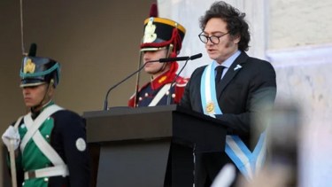 Javier Milei durante su discurso en el Cabildo de Córdoba. 
