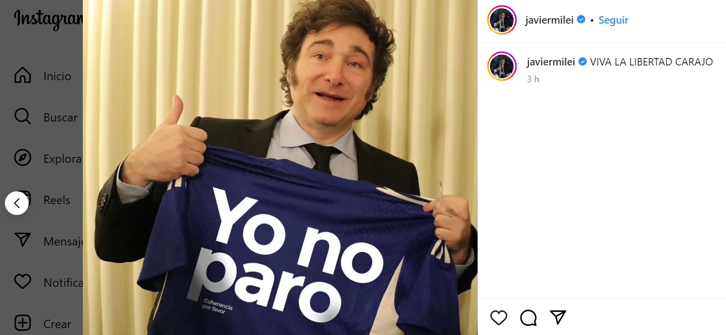 El posteo en Instagram del Presidente. 