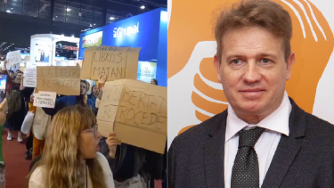 Video | Repudio y protesta contra Márquez durante su presentación en la Feria del Libro: «Eso no es libertad, es odio»