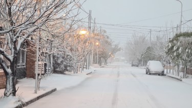 Empezó a nevar durante la madrugada (Foto Andrea Vazquez)